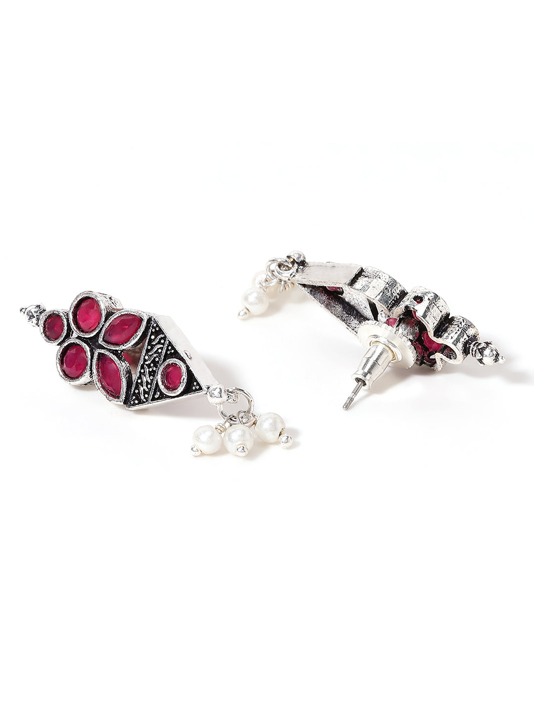Silver-Plated Stone-Studded & Beaded Jewellery Set