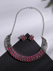 Silver-Plated Stones-Studded Jewellery Set