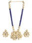 Gold-Plated & Blue Kundan Studded Handcrafted Jewellery Set