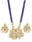 Gold-Plated & Blue Kundan Studded Handcrafted Jewellery Set