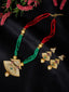 Gold-Plated & Green Kundan Studded Beaded Handcrafted Jewellery Set