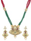 Gold-Plated & Green Kundan Studded Beaded Handcrafted Jewellery Set