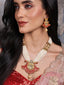 Gold-Plated White & Red Handcrafted Kundan-Studded & Beaded Jewellery Set