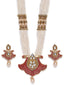 Gold-Plated White & Red Handcrafted Kundan-Studded & Beaded Jewellery Set