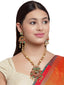 Gold-Plated Beige & Red Pearl Beaded Handcrafted Jewellery Set