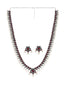 Oxidized Silver-Plated & Pink Artificial Stone-Studded Handcrafted Jewellery Set