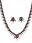 Oxidized Silver-Plated & Pink Artificial Stone-Studded Handcrafted Jewellery Set