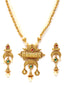 Gold-Plated White & Red Pearl & Stone-Studded Handcrafted Jewellery Set