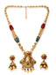 Gold-Plated Stones Studded & Beaded Necklace And Earrings