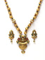 Gold-Plated & Green Stone-Studded & Beaded Jewellery Set