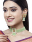 Gold-Plated Green & White Kundan Studded & Beaded Meenakari Jewellery Set