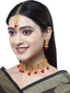 Gold Plated Red & White Kundan Studded Handcrafted Jewellery Set