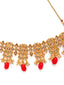 Gold Plated Red & White Kundan Studded Handcrafted Jewellery Set