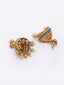 Women Gold-Plated Green & White Stone Studded Mala Temple Jewellery Set