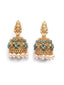 Green & Gold-Toned Beaded Temple Jewellery Set