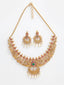 Gold-Plated Stone-Studded & Artificial Beaded Temple Choker Jewellery Set