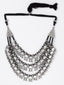 Silver-Toned & Black German Silver Solitaire Oxidised Necklace