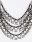 Silver-Toned & Black German Silver Solitaire Oxidised Necklace