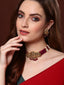 Gold-Plated Maroon Pearl Beaded Jewellery Set