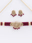 Gold-Plated Maroon Pearl Beaded Jewellery Set