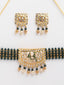 Gold-Plated White & Green Kundan Studded & Beaded Handcrafted Jewellery Set