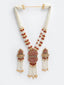 Woman Gold-Plated Red Stones & Pearls Mala Handcrafted Jewellery Set