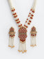 Woman Gold-Plated Red Stones & Pearls Mala Handcrafted Jewellery Set