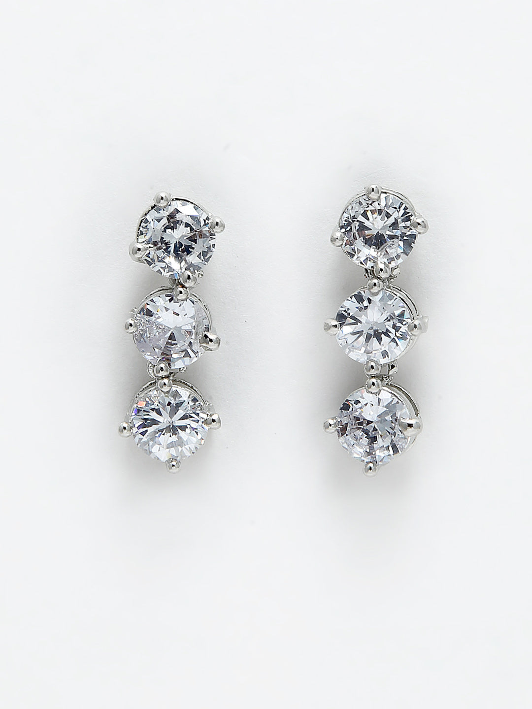 Rhodium-Plated & AD Stone-Studded Jewellery Set