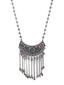 Silver-Toned & Red German Silver Oxidised Necklace