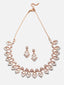 Gold-Plated Stone Studded Necklace With Earrings