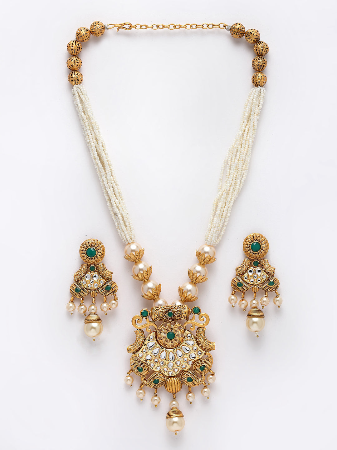 Antique Kundan & Pearls Handcrafted Jewellery Set