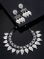 Oxidized Silver-Toned Leaf Shaped Choker Necklace with Earrings