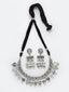 Oxidized Silver-Toned Leaf Shaped Choker Necklace with Earrings