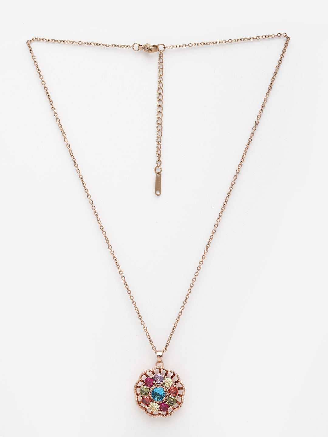 Gold-Toned & Blue Brass Gold-Plated Handcrafted Necklace