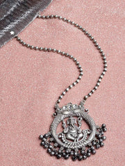 Silver-Toned German Silver Oxidised Temple Necklace