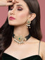 Gold-Plated Green & White Kundan Studded & Pearl Beaded Jewellery Set