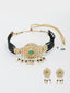 Gold-Plated Green & White Kundan Studded & Pearl Beaded Jewellery Set