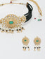 Gold-Plated Green & White Kundan Studded & Pearl Beaded Jewellery Set