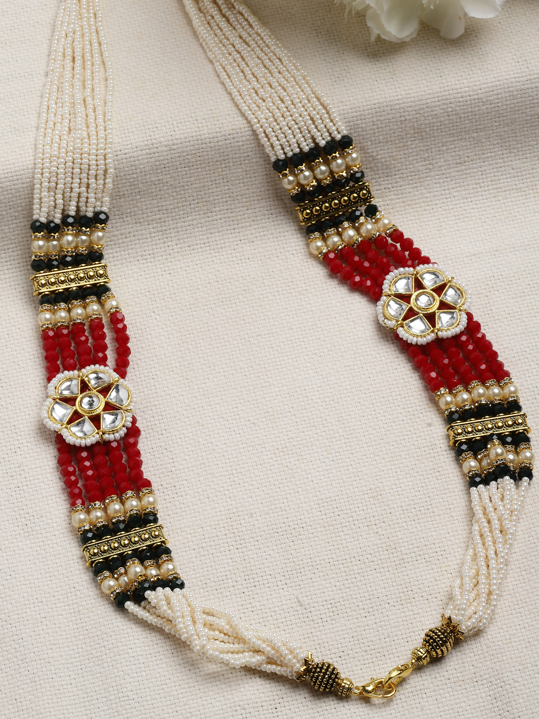 Stone Studded & Beaded Handcrafted Layered Necklace