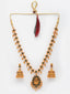 Gold-Plated & Green Reversible Ruby Stone Temple Jewellery Set