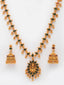 Gold-Plated & Green Reversible Ruby Stone Temple Jewellery Set