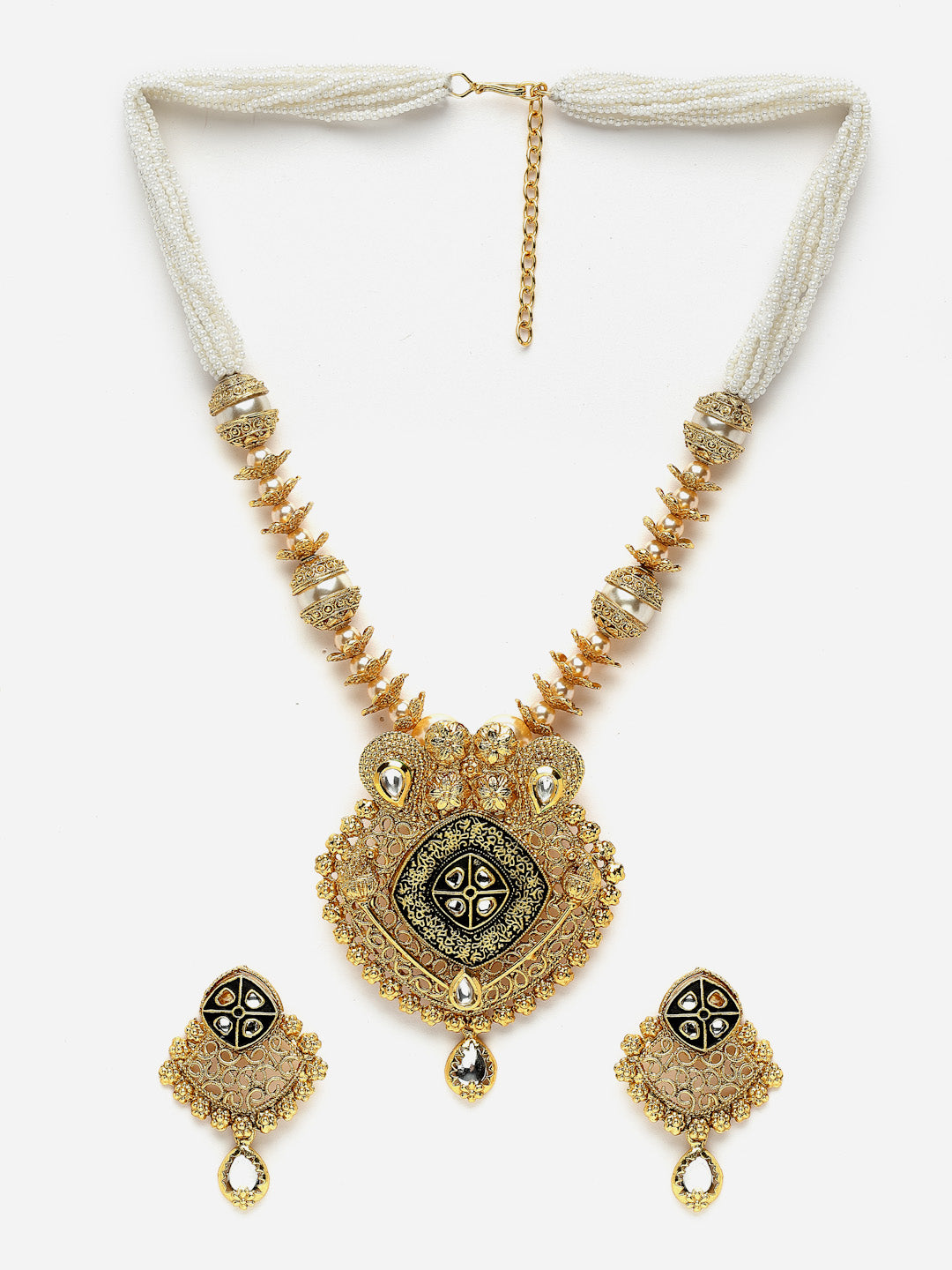 Gold-Toned Stone-Studded Jewellery Set