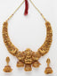 Gold-Plated Red & Green Stone-Studded Temple Jewellery Set