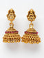 Gold-Plated Red & Green Stone-Studded Temple Jewellery Set