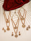 Set Of 6 Gold-Plated Stones Studded & Beaded Jewellery Set