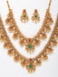 Set Of 2 Gold-Plated Stones Studded & Beaded Necklace And Earrings