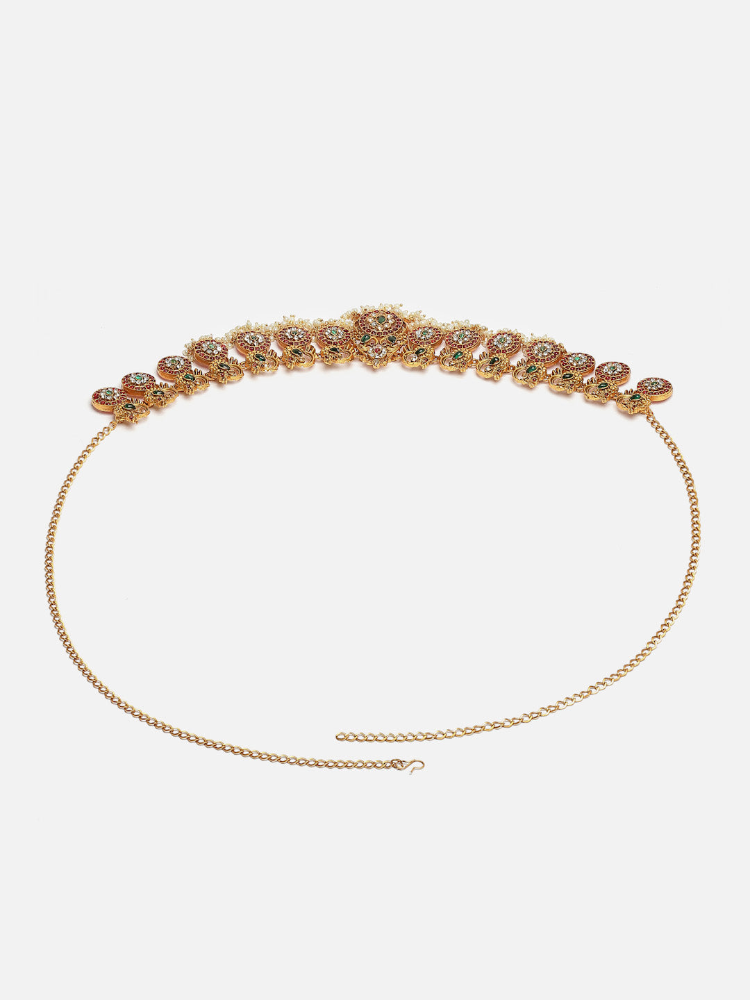 Gold-plated Kundan-studded Peacock Shaped Layered Jewellery Set