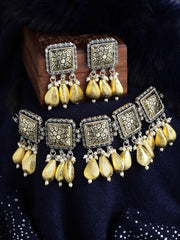 Gold-Plated Gold-Toned Beaded & Oxidezed Jewellery Set