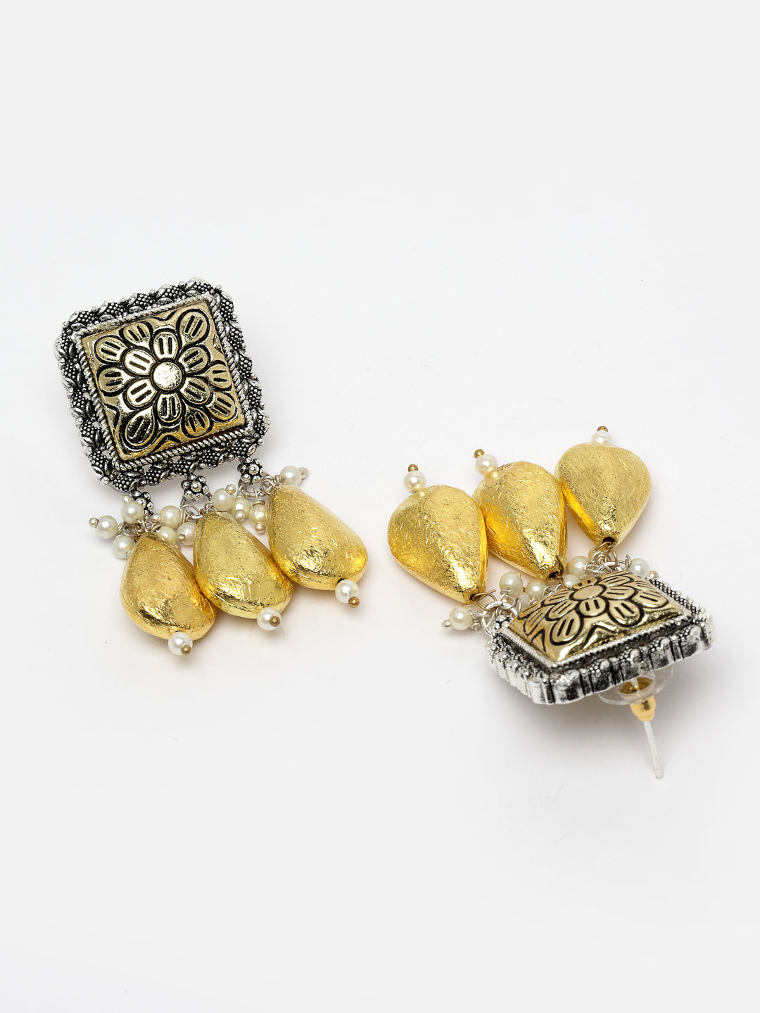 Gold-Plated Gold-Toned Beaded & Oxidezed Jewellery Set
