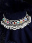 Silver-Toned & Yellow German Silver Silver-Plated Choker Necklace